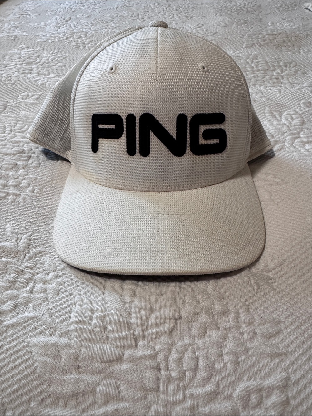 PING Adult Performance White & Black Flexfit Golf Hat